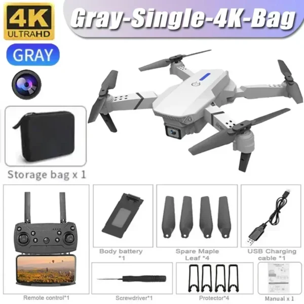 4K E88Pro drone with 1080P dual HD camera, foldable, WiFi FPV, RC helicopter for aerial photography and gifting - Image 6